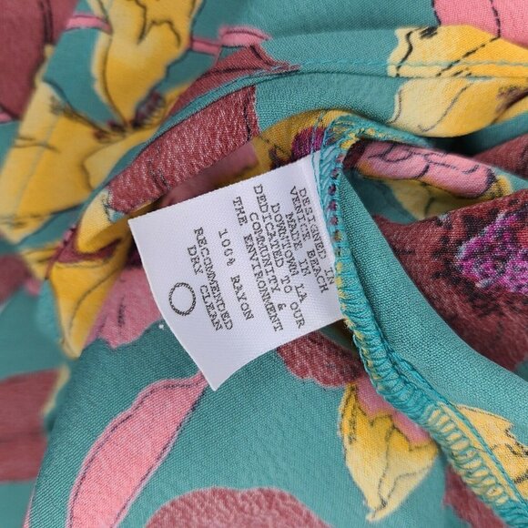 New Flynn Skye Allie Top Womens L Twilight Walk Tie Front Floral Rayon Crop - Picture 8 of 8